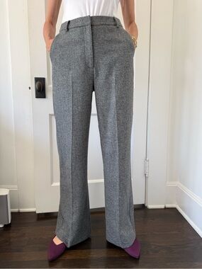 Sezane Gray Wide-Leg Wool Trousers